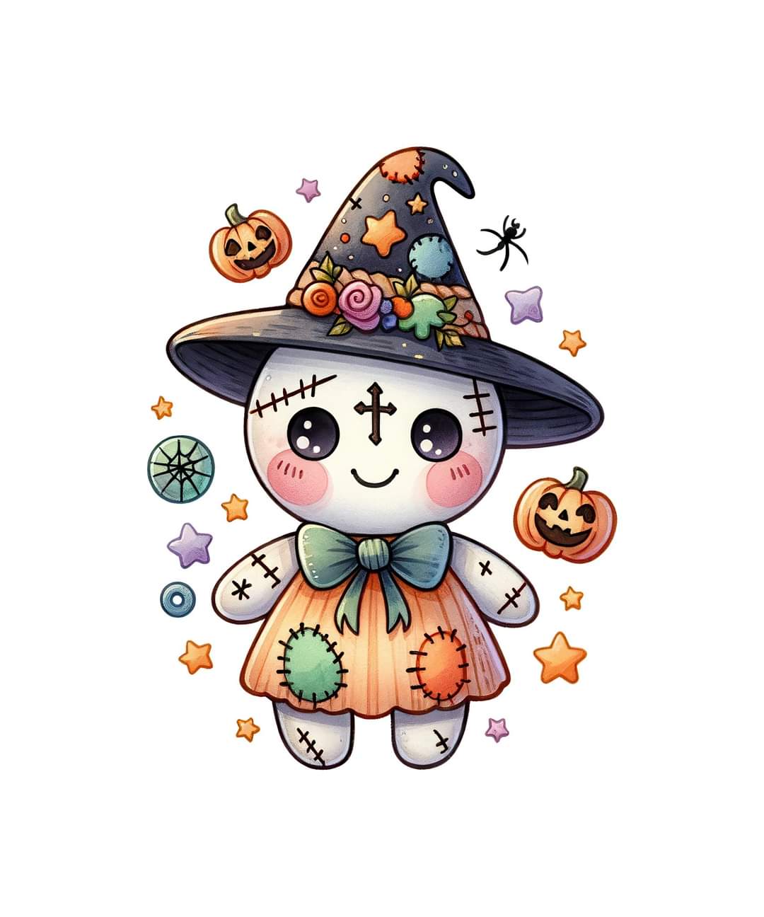 Kawaii doll dressed up like a witch